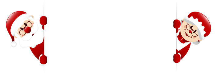 Weihnachtsmann Und Frau Banner Außen Dunkelrot