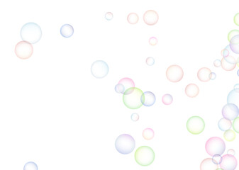 Soap bubbles randomly flew on a white background. Background design. Vector