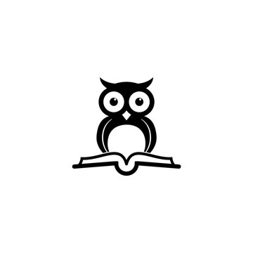Book and owl logo isolated on white background