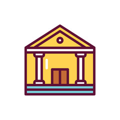 Building government color line icon. Isolated vector element.