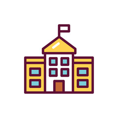 Building school color line icon. Isolated vector element.