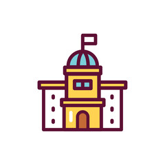 Building government color line icon. Isolated vector element.