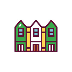Townhouse color line icon. Isolated vector element.