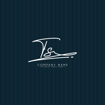 Handwritten Signature logo for Initial Letter TS - Vector Logo Template for Alphabet T and S