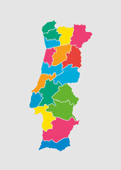 Vector map country Portugal divided on regions