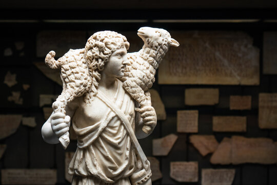 Vatican city, Rome - March 07, 2018: The good shepherd in Pius-Christian Museum in Vatican