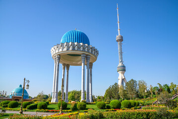 Rotunda in the memorial complex and television tower. Tashkent. Uzbekistan