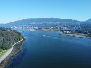 Aerial over the bay near Vancouver's shore