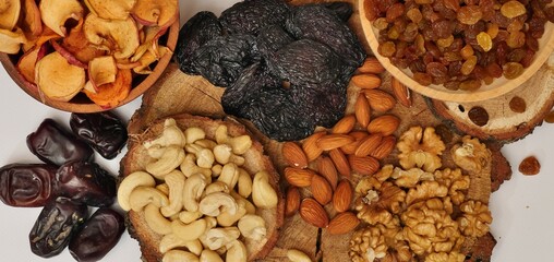 dried fruits and nuts in market