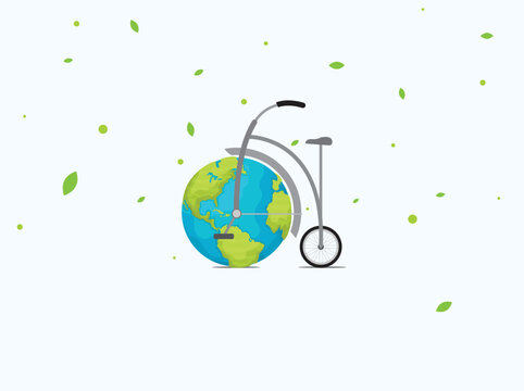 World bicycle day. ecology concept. world car-free day. vector illustrations