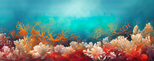 Naklejka na ściany i meble Abstrakter Meeresuntergrund als Hintergrund Banner, Illustration 