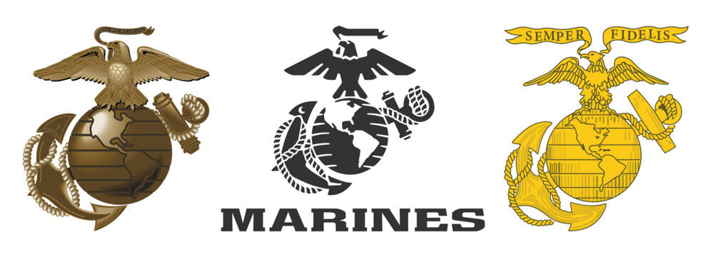 Vector emblem of the United States Marine Corps. Logo of the US Marine Corps. Old emblem of the US Marine Corps