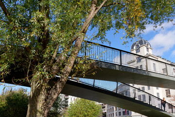 Garden of the Grands Moulins Abbé Pierre in the 13th arrondissement of Paris city