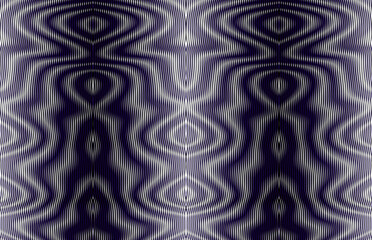 Monochrome geometric abstract wavy lines texture with optical illusion and moir effect in gray tones. Wavy striped seamless border for web design, mobile apps, wall panel, cover, package, wallpaper.