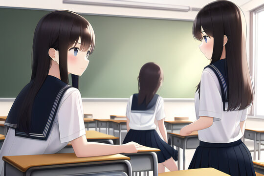 Japanese Anime Manga Style Schoolgirls