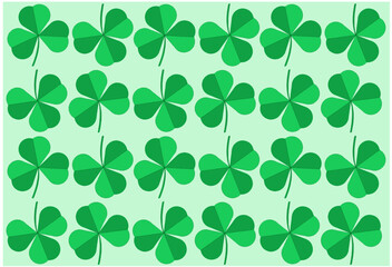 Seamless Geometric Pattern of Shamrocks in Shades of Green