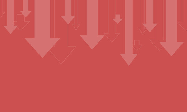 Down arrow banner, web page, welcome page. Concept of falling prices, bankruptcy or expenses