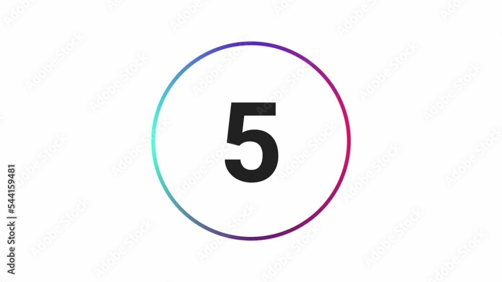 Poster stylish 10 seconds colorful gradient circle countdown timer on white bg. circle shaped smooth animat