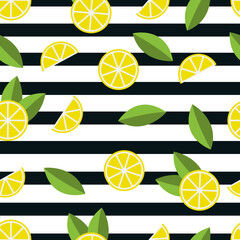 Lemon pattern on blue background. Baby background for fabric textile. Food Summer backdrop in flat design. 
