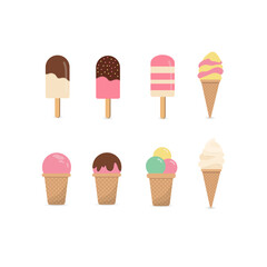 Set of ice cream on blue background. Baby background for fabric textile. Food Summer backdrop in flat design. 