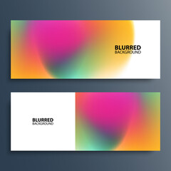 Naklejka premium Set of abstract blurred multicolored horizontal banners with blurred color gradients. Bright color backgrounds. Vector illustration.