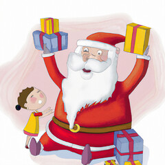 santa Claus repartiendo regalos