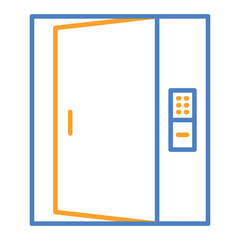 Smart Door Blue And Orange Line Icon
