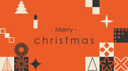 Ornate Bauhaus Inspired Christmas Background. Trendy Winter Holidays art templates.