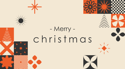 Ornate Bauhaus Inspired Christmas Background. Trendy Winter Holidays art templates.