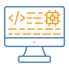 Coding Blue And Orange Line Icon