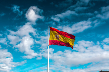 Spanish flag waving in the sky