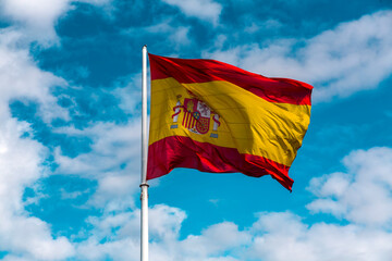 Spanish flag waving in the sky