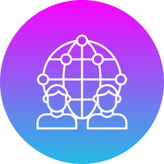 Fototapeta premium Global Network Gradient Circle Line Inverted Icon