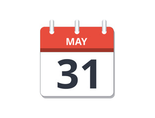 May 31th calendar icon vector. 