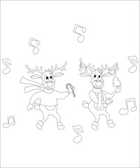 funny Christmas coloring page for kids. funny Christmas coloring book page