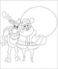 funny Christmas coloring page for kids. funny Christmas coloring book page