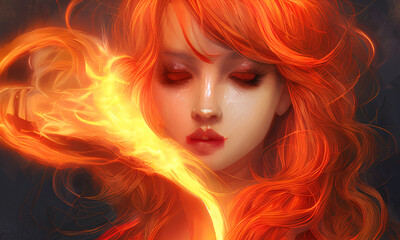 Goddess of fire. Digital art, digital drawing