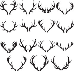 Silhouette of a deer antler, vector illustration