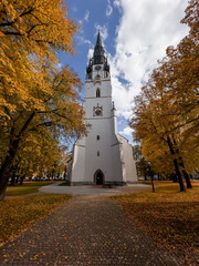 Naklejka premium Historically a church in the center of Spisska Nova Ves in Slovakia
