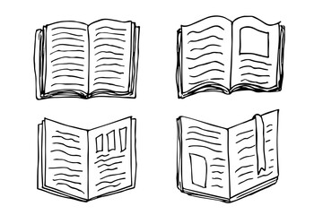Vector book clipart set. Hand drawn school illustration. For print, web, design, decor, logo.