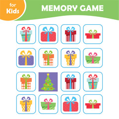 Memory game, educational mini-games for kids with gift boxes