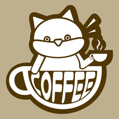 cat with a cup of coffee