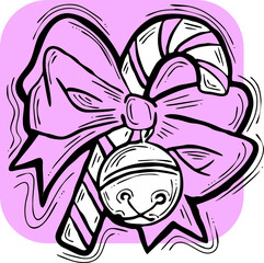 Traditional Christmas and New Year decoration to decorate xmas party celebration. Decorative element for poster print, greeting card, promotion banner. Hand drawn illustration. Cartoon style drawing.