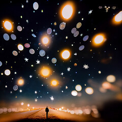 Obraz premium Creative concept, set of glow light effect stars explode with sparkles isolated on dark background. For art design illustration template, banner for christmas celebration, magic burst of energy