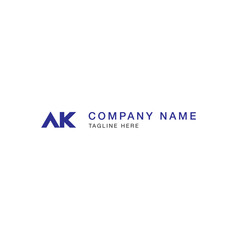 AK letter business logo in blue color