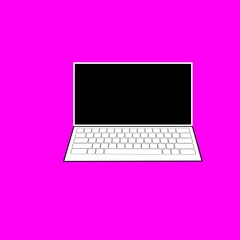 laptop with blank screen mockup. Illustration of laptop notebook mockup with color background. Flat laptop icon, high resolution. 