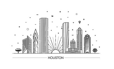 Houston city skyline, vector illustration