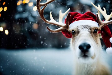 santa claus reindeer - obrazy, fototapety, plakaty