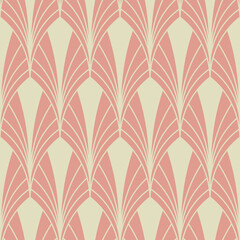 Vintage Art Deco Seamless Pattern. Line art geometric gold shapes. Modern ornaments vector illustration. Gatsby retro elegant background for fabric, wallpaper or wrapping