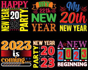 Happy New Year Quotes T-Shirt Design Bundle. The Best Happy New Year Quotes T-Shirt Design.